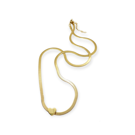necklace steel gold snakechain with gold heart2
